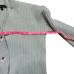 Kendall and Kylie Ribbed V neck Cardigan Button down Pistachio Green Small thumbnail 7