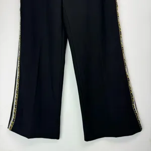 Zara Wide Leg Side Tape Stripe Pants Trouser Sz Medium Black thumbnail 11
