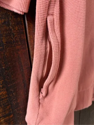 adidas Women’s Oversized Short-Sleeve Waffle Jacket in Dusty Pink thumbnail 3