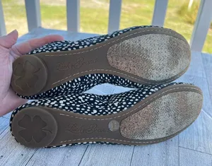 Lucky Brand Shoes Emmie Ballet Flats Women’s Size 8M Black Cream Print Fabric thumbnail 6