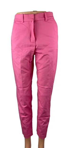 H&M Women's Pink High Rise Elastic Waist Slim Straight Trousers Pants Size 4 thumbnail 1