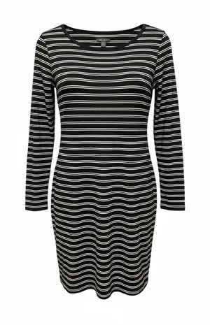 Wild Fable Womens Black White Striped Long‎ Sleeve Bodycon Mini Dress Size M thumbnail 1