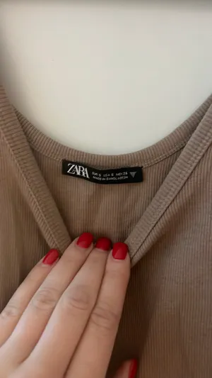 ZARA Tan Ruched Tank Top thumbnail 2