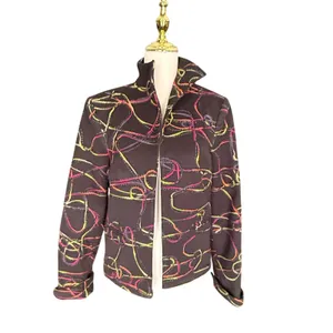 3 Sisters Womens Brown‎ Abstract Swirl Embroidered Cotton Jacket Size M 3S936 thumbnail 6