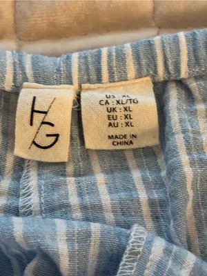 HG Wide Leg Linen Blend Pants Light Blue Stripe Women’s Size XL thumbnail 6