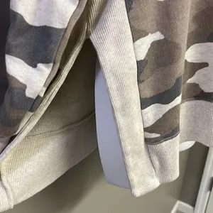 Aerie Tan Camo Crew Neck Mixed Textured Sweatshirt w/ Large Slide Slits- XS thumbnail 6
