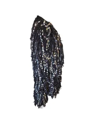 Haptics Long Sleeve Multicolor Fuzzy Fringe SweaterCardigan, Size L, Black Multi thumbnail 4