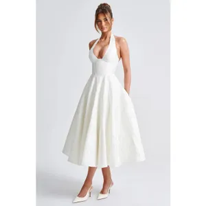 NWT Babyboo Effie Ivory Floral Jacquard Halter A-Line Midi Dress Womens Size M thumbnail 11