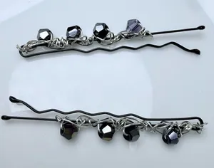Black AB Crystals Beaded Bobby Pins thumbnail 1