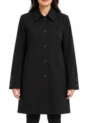 Braetan Black Single Breasted Knee Length Car Coat Women’s XL thumbnail 1
