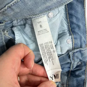 YMI Size-8 Girl Light Wash Butterfly Patchwork Flare Leg Jeans Distressed Frayed thumbnail 5