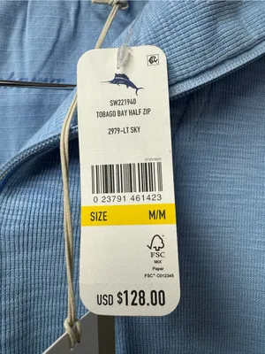 Tommy Bahama Tobago Bay Half 1/2 Zip Sweatshirt Light Sky Blue Medium NEW NWT thumbnail 5
