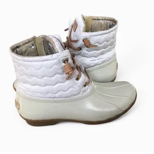 Sperry Women’s Saltwater Chevron Quilt Duck Boots Ivory Size 7.5 thumbnail 6
