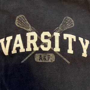Abercrombie & Fitch Varsity Sweatshirt 100% Cotton Crew Neck Embroidered Navy L thumbnail 2