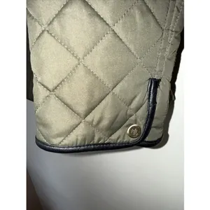 Ralph Lauren Black Women's Medium Zip Pocket Button Diamond Quilted Field Jacket thumbnail 5