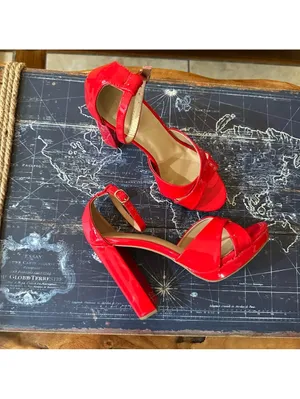 Wild Dive Red Ankle‑Strap Chunky Heels – Size 8 thumbnail 3