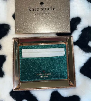 Kate Spade Turquoise Glitter Card Holder thumbnail 1