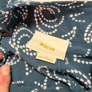 Maeve Anthropologie womens green geometric print cropped overalls. Size S. boho thumbnail 9