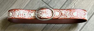 Brown and White Embroidered Belt thumbnail 1