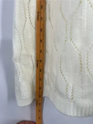 Knit Mix Ivory Pointelle Open Knit Maxi Dress Size M thumbnail 10