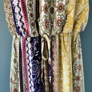 Bailey Blue L Multicolor Patchwork Maxi Dress Sleeveless Tie Waist Boho Floral thumbnail 6