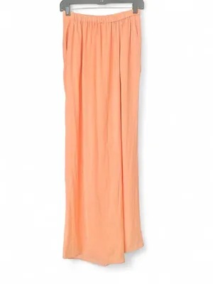 Zara Basic Peach Orange Flowy Wide Leg Silky Palazzo Pants XS thumbnail 2