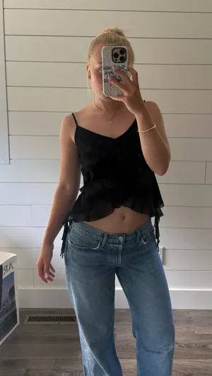 Aritzia Wilfred Black Flowy Tank Top thumbnail 1