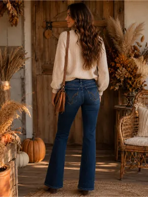 Hollister Deep Blue High-Rise Flare Jeans thumbnail 2