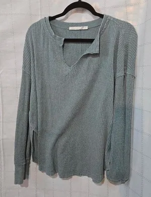 Altard State Waffle Knit Top in Blue/Green thumbnail 1