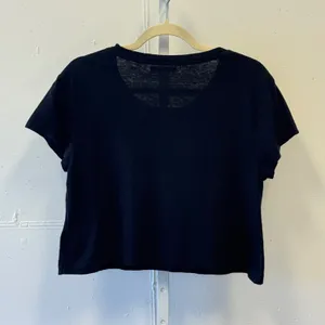 John Elliott Black Cotton Crew Neck Knit Short Sleeve Boxy Cropped Tee T-shirt thumbnail 2