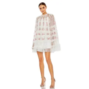 Mac Duggal 8031 Embroidered Flare Sleeve Embroidered Mini Dress thumbnail 3