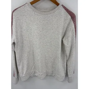 Anthropologie All Fenix pink cheetah side striped crewneck jogger set women’s S thumbnail 2