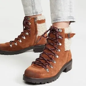 Sam Edelman Brown Tenlee Suede‎ Sherpa Hiker Winter Boots Size 8 B61 thumbnail 1