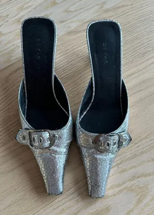 BY FAR Silver Kitten Heels  thumbnail 1