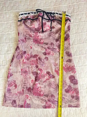 Cotton Candy LA pink flower newspaper strapless dress thumbnail 7