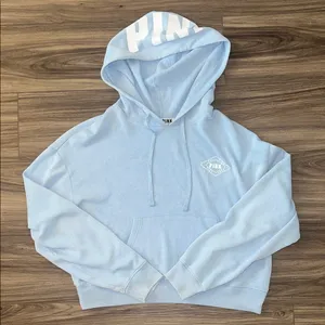 PINK Victoria's Secret Light Blue Logo Hoodie thumbnail 1