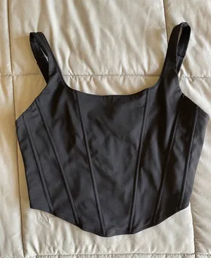 Reoria Black Women's Corset Crop Top thumbnail 1