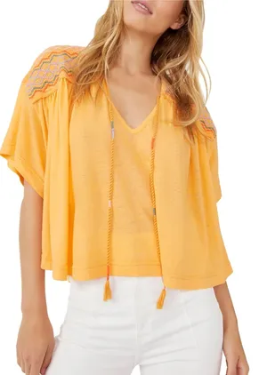 Free People Market Embroidered Top in Carrot Ginger thumbnail 1