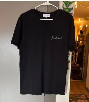 Maison Labiche Poitou Tshirt French Touch Color Black Size Medium Slight V Neck thumbnail 2