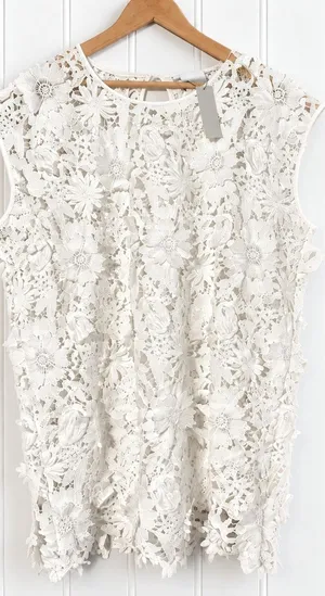 Borrowed & Blue Southern Living Lace Top Womens L/XL White Floral NWT thumbnail 1