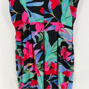 Cupio Tropical Floral Print Chiffon Ruffle Flutter‎ Sleeve V Neck Jumpsuit thumbnail 11