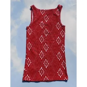 Faded Glory Red Bandana Tank Top Womens Large Cotton Knit thumbnail 2