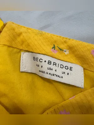 Bec +‎ Bridge Womens Yellow Floral Mini Daytime Flounce Dress Size 4 thumbnail 4
