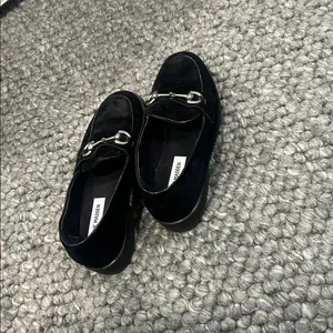 Steve Madden “Heart” Vintage Black Suede Horsebit Loafers Size 8 1/2 B 36518 thumbnail 9