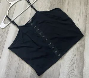 Hot Topic Tank Top corset hook eye front crop womens Black (xlarge) dark gothic thumbnail 1