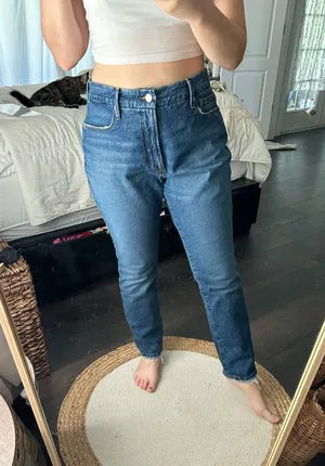 Good American Women’s 6/28 Good Classic Denim Raw Hem Jeans thumbnail 1