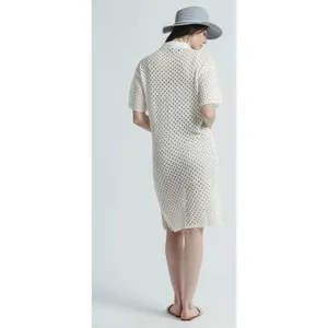 PrettyLittleThing White Open Knit Polo Dress size XL thumbnail 10