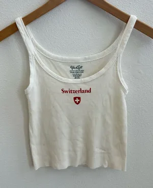 Brandy Melville White Heather Switzerland Graphic Tank thumbnail 1