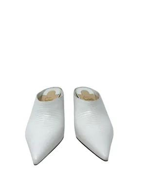 Christian Louboutin Zarli Quart White Leather Pointed Toe Mules Size 39.5 thumbnail 4
