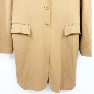 Neiman Marcus Womens Camel Tan Wool Blend Longline Vintage 90s Blazer Size 12 thumbnail 7